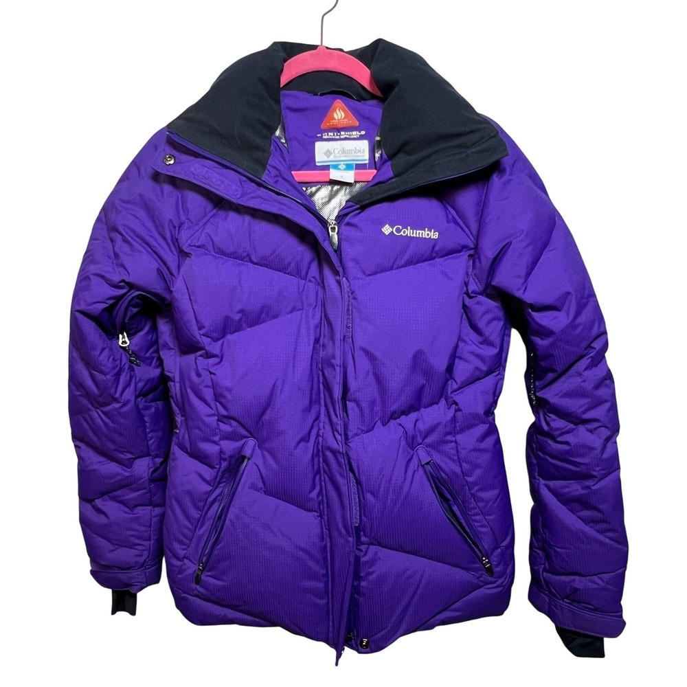 Columbia Womens Puffer Jacket Omni-Heat Down Parka S Purple Ski Snow Coat